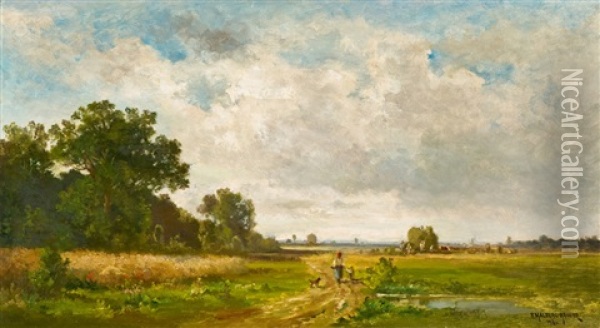 Sommerlandschaft Oil Painting - Fritz Halberg-Krauss