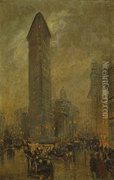The Flatiron Oil Painting - Sir Alfred East