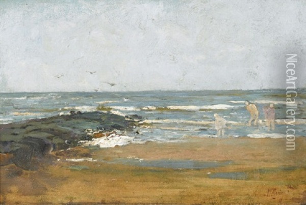 Strandpartie Mit Drei Figuren Oil Painting - Willem Maris