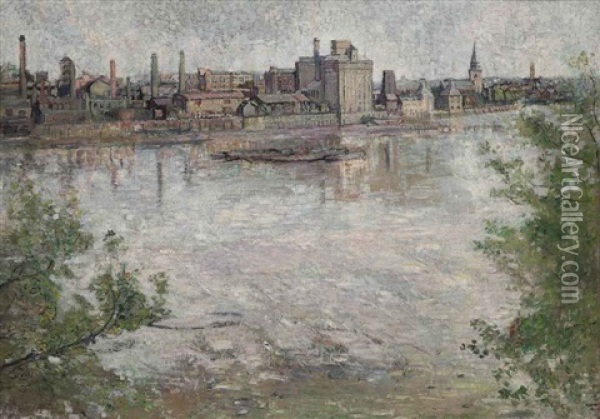 A View Down The Thames Oil Painting - Louise Pickard