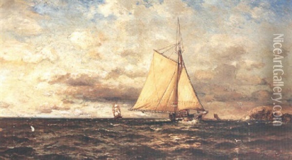 Shipping Off The Point Oil Painting - Arthur Quartley
