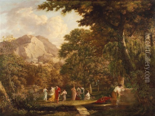 Das Orakel Von Delphi Oil Painting - Jean Victor Bertin