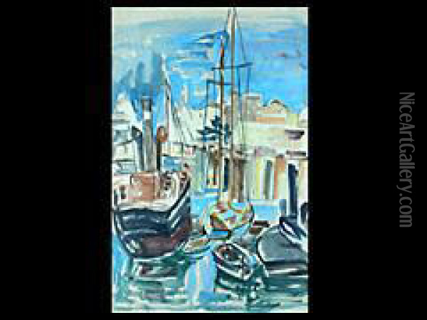 Fischerboote Im Hafen Von Marseille Oil Painting - Julo Levin