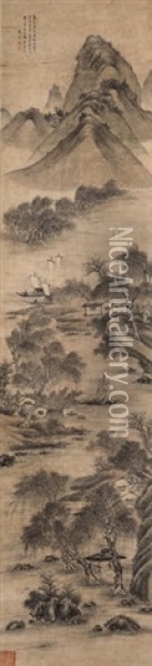 Landscapes (2 Works) Oil Painting -  Tang Yin