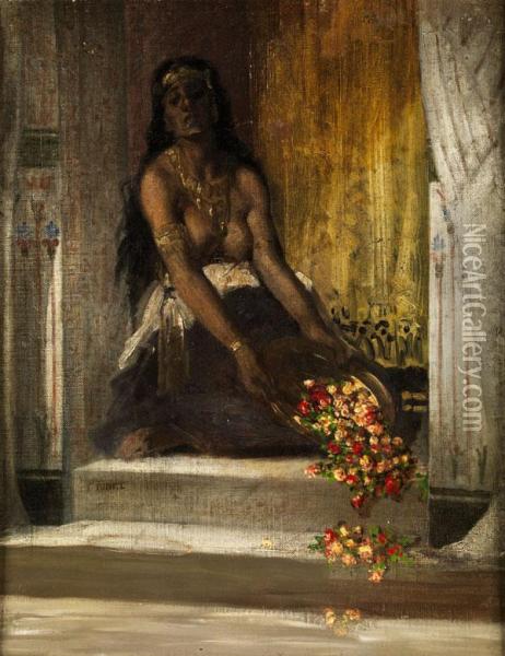 Halb Bekleidete Haremsdame Oil Painting - Alphonse Etienne Dinet