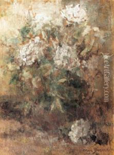 Kwiaty W Wazonie, Okolo 1920 Oil Painting - Olga Boznanska