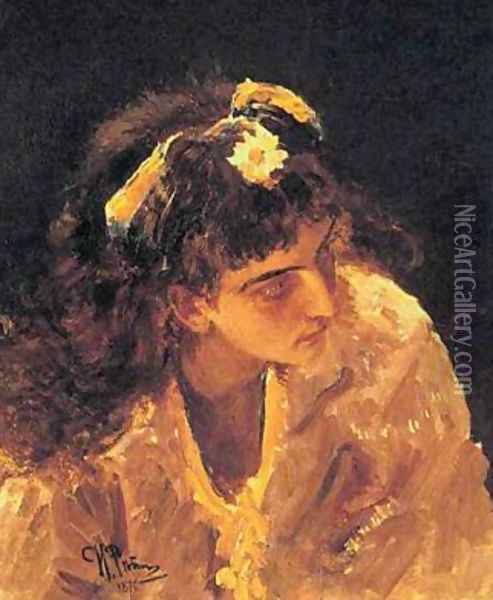 Female Head Etude for Picture Oil Painting - Ilya Efimovich Efimovich Repin