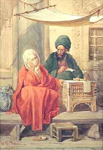 The Ottoman Scribe Oil Painting - Antonio de Dominici