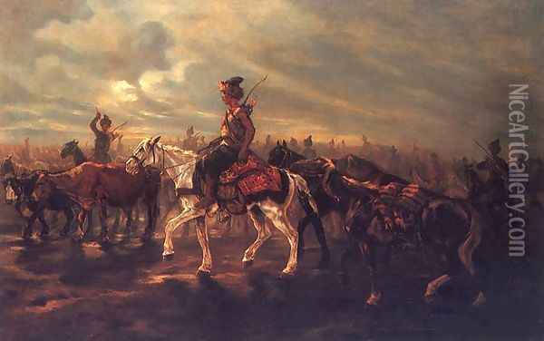 Pochód tatarski, Powrót spod Tychina Oil Painting - Josef von Brandt