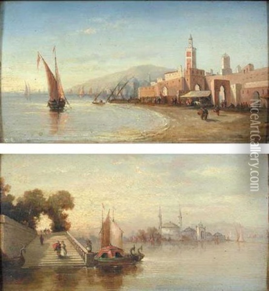 On The Shores Of Bosphorus Oil Painting - Ambrogio Colombo