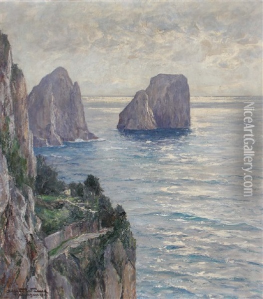 Capri, Die Faraglioni-felsen Oil Painting - Albert Wenk