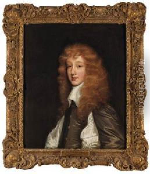 Portrait Of Philip Herbert, 7th 
Earl Of Pembroke, Half-length, In Agreen Doublet And White Shirt Oil Painting - Gerard Soest