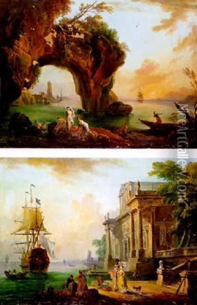 Baigneuses Pres D'une Cote Rocheuse Oil Painting - Jean Baptiste Lallemand