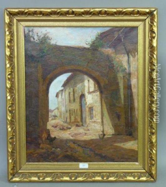 Basse-cour A L'entree Du Village Oil Painting - Alfred Pierre Joseph Jeanmougin