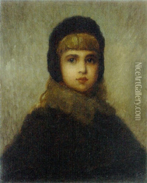 Girl In A Black Bonnet Oil Painting - Eastman Johnson