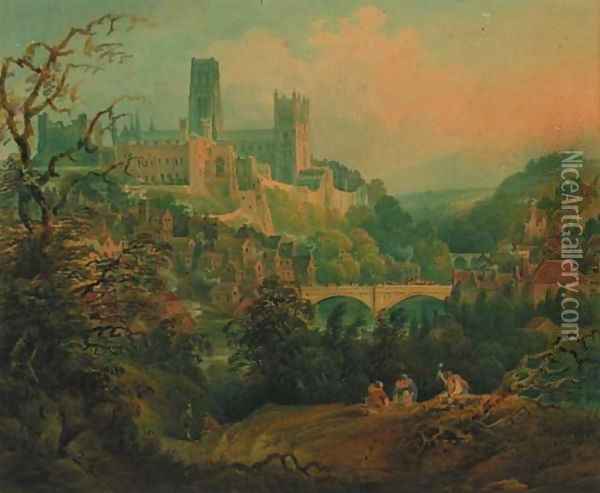 A distant view of Durham Oil Painting - Francis Nicholson