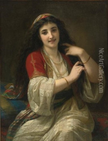 A Turkish Beauty Oil Painting - Hugues Merle