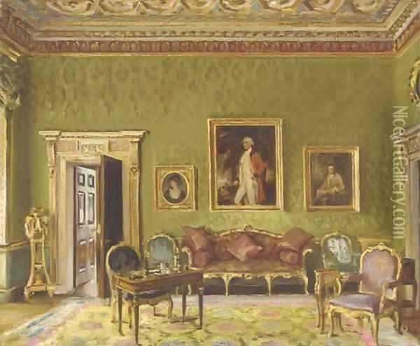 Study of a drawing-room interior Oil Painting - English School