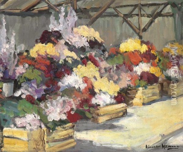 Marche Aux Fleurs Oil Painting - Alexandre Altmann