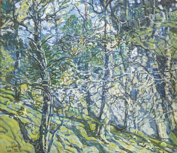 Green And Silver Oil Painting - Walter Elmer Schofield