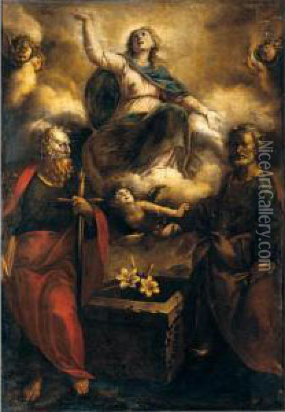 L'assunta Con San Pietro E San Paolo Oil Painting - Stefano Danedi