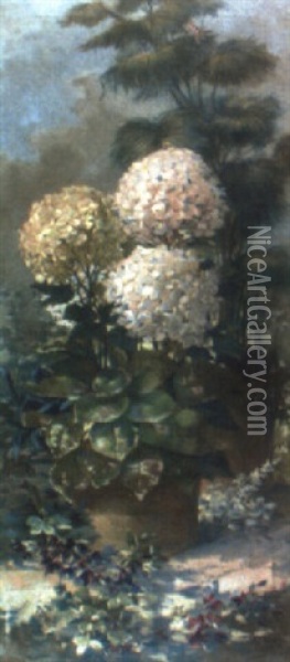Crisantemos Oil Painting - Enrique Atalaya