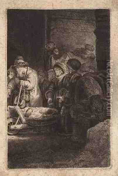 Christ Healing The Sick (right Portion) Oil Painting - Rembrandt Van Rijn