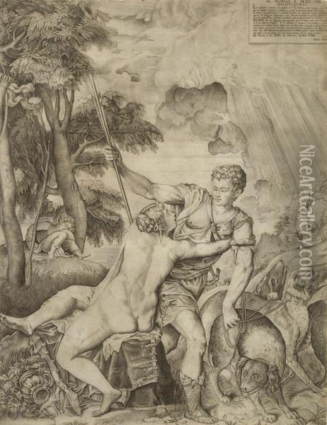 Venus Und Adonis Oil Painting - Giulio Sanuto