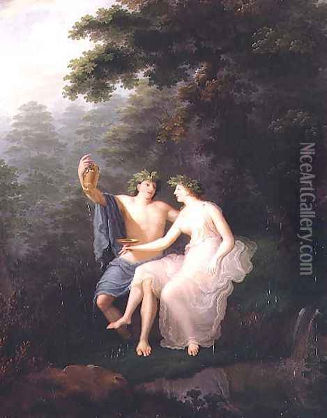 Bacchus and Ariadne Oil Painting - Jacques-Antoine Vallin