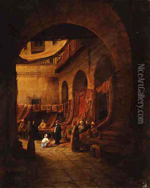 The Arab Rug Merchants Oil Painting - Continental School