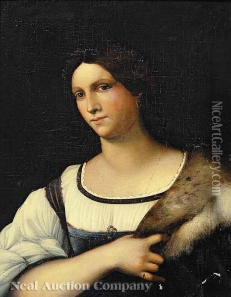 Portrait Of A Youngwoman With A Fur Stole Oil Painting - Sebastiano Del Piombo