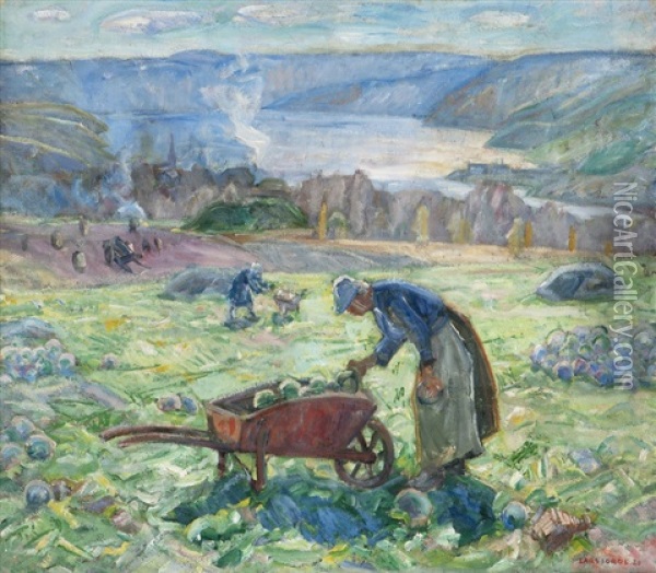 Hostlandskap 1920 Oil Painting - Lars Jorde