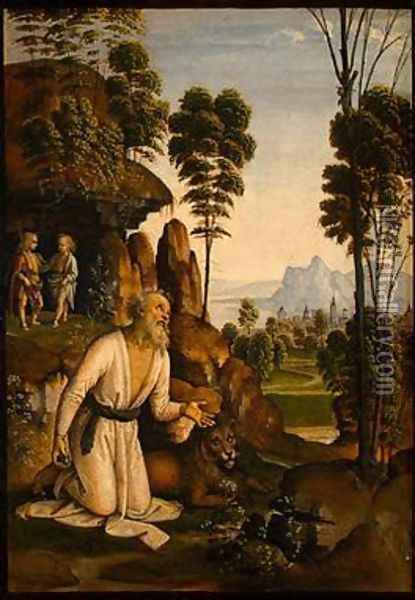 St. Jerome in the Wilderness Oil Painting - Pietro Vannucci Perugino