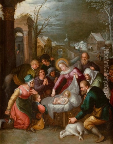 Anbetung Der Hirten Oil Painting - Hieronymus Francken III