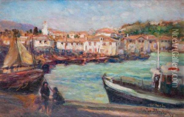 Le Port De St Jean De Luz Oil Painting - Gaston Blondeau