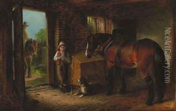 In the stable Oil Painting - James Cole