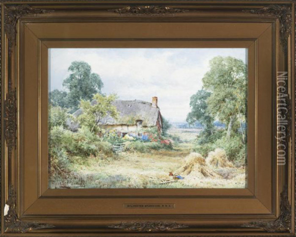 A Cottage Garden Oil Painting - Henry John Sylvester Stannard
