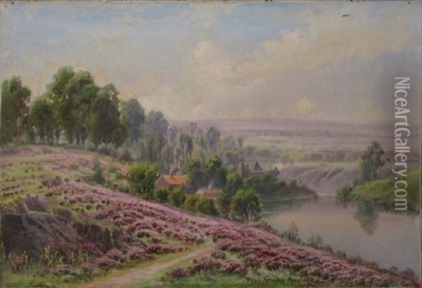 La Souterraine, Bruyeres En Fleurs Oil Painting - Gaston Anglade