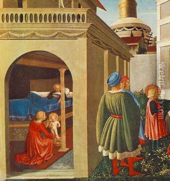 Story of St Nicholas, Birth of St Nicholas (detail) 1437 Oil Painting - Angelico Fra