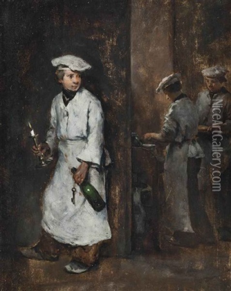 The Young Sommelier Oil Painting - Theodule Ribot