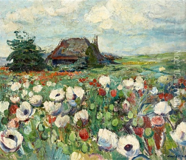 Bauernkate Im Tulpenfeld Oil Painting - Arvid Mather