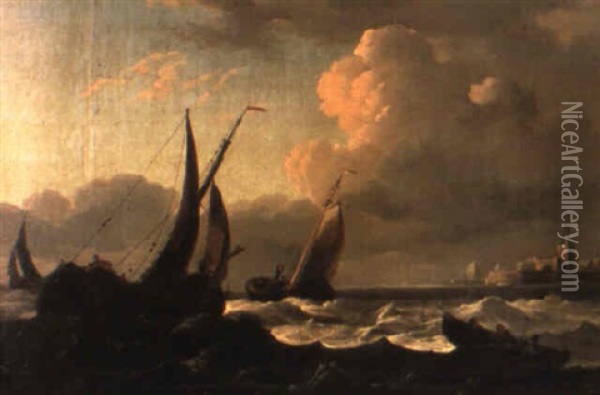 Marin Med Segelfartyg Oil Painting - Ludolf Backhuysen the Elder