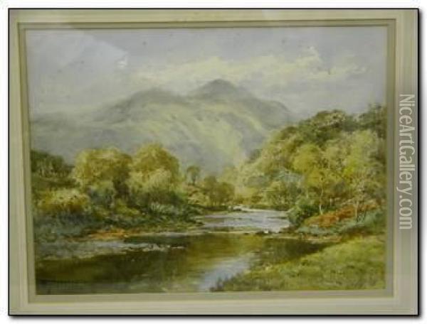 Lake District River Scene Oil Painting - Henry John Sylvester Stannard
