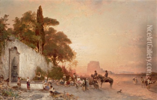 Vor Den Toren Roms, An Der Via Appia Oil Painting - Albert Flamm