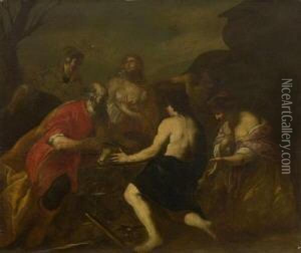 Biblische Opferszene Oil Painting - Guercino