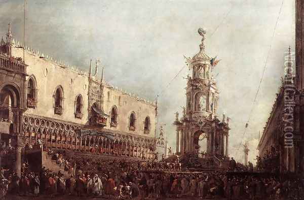 Carnival Thursday on the Piazzetta 1766-70 Oil Painting - Francesco Guardi