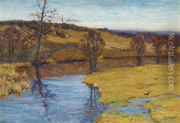 Flusslandschaft Im Herbst Oil Painting - Carl Hessmert