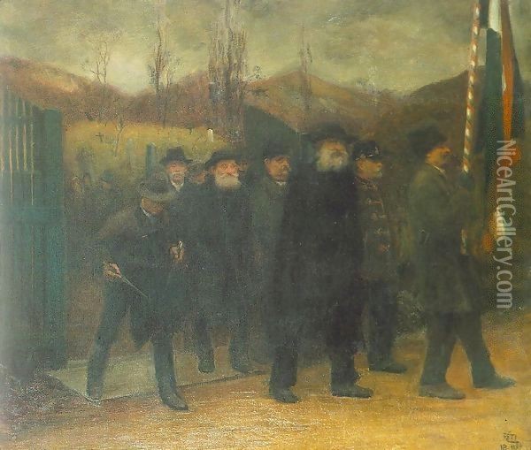Funeral of a Homeguard 1899 Oil Painting - Istvan Boldizsar