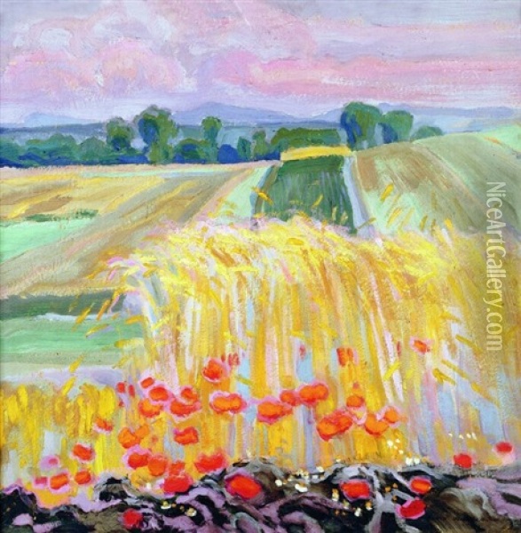 Na Miedzy Oil Painting - Henryk Uziemblo
