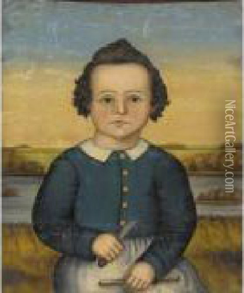 Young Boy With A Pocket-knife Oil Painting - Susan C. Waters
